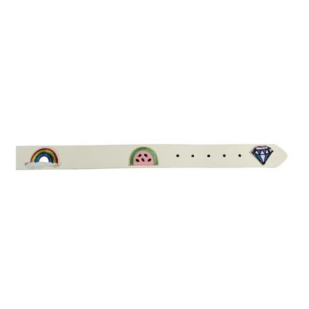 No Boundaries Kids Belt w/Patches Size S/M White Unicorn Rainbow Rose Kidcore